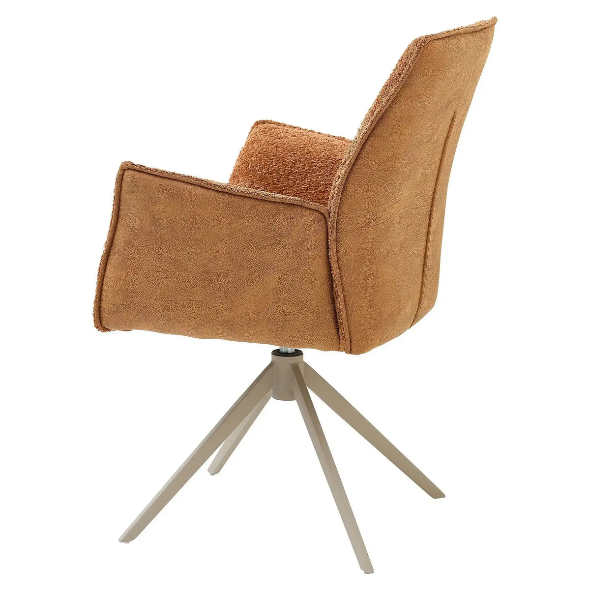 Scaun KAYLA, caramiziu/bej, stofa buclata/stofa clasica/metal, 58x63x88 cm