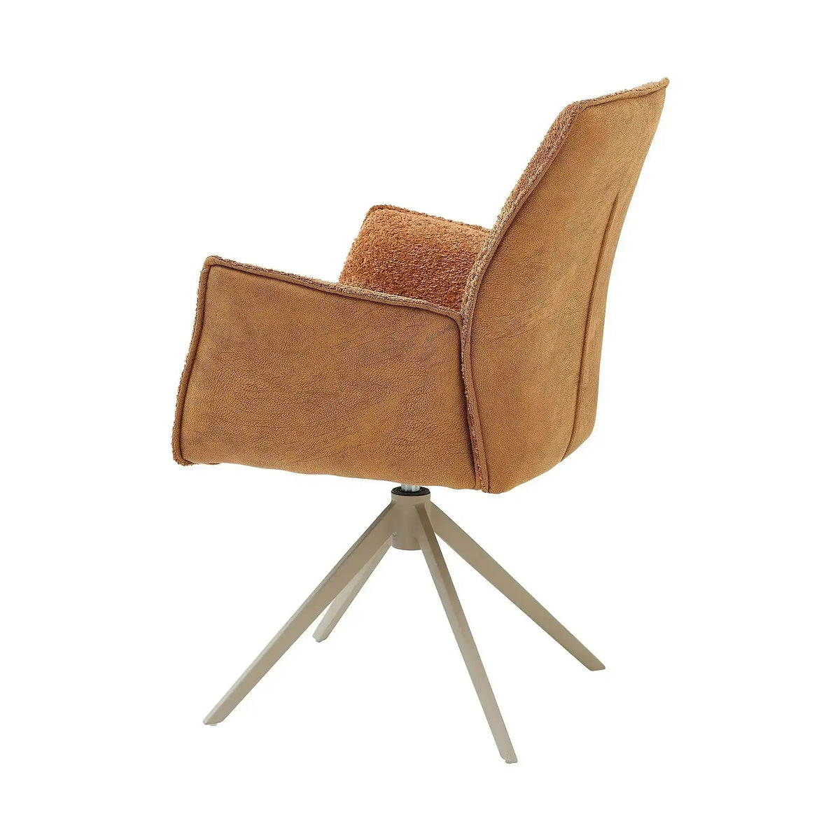Scaun KAYLA, caramiziu/bej, stofa buclata/stofa clasica/metal, 58x63x88 cm