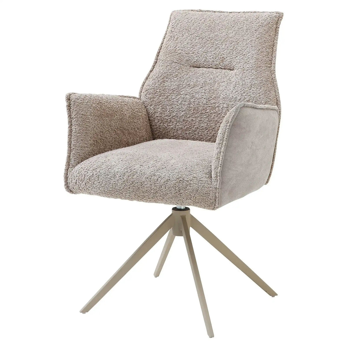 Scaun KAYLA, grej/bej, stofa buclata/stofa clasica/metal, 58x63x88 cm