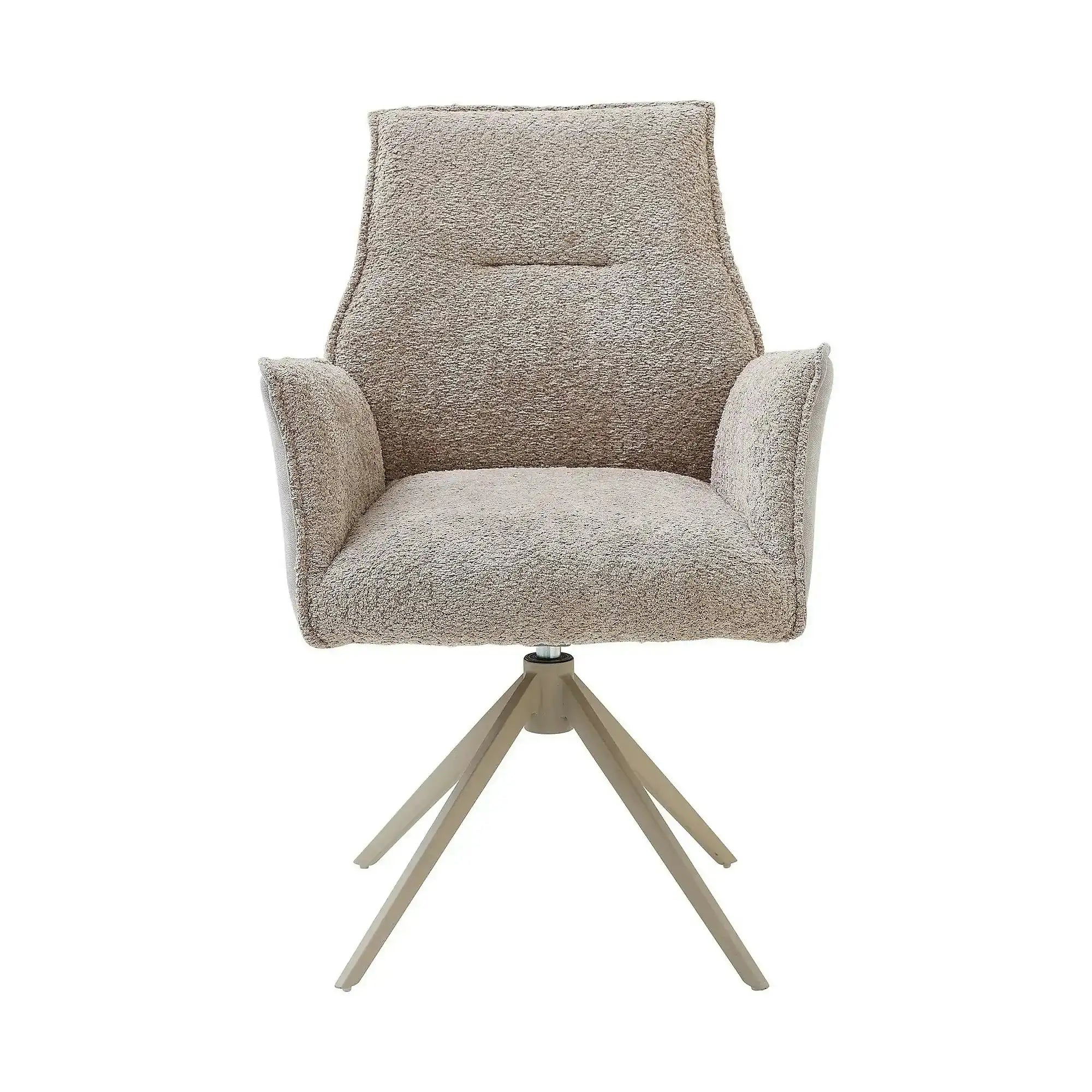 Scaun KAYLA, grej/bej, stofa buclata/stofa clasica/metal, 58x63x88 cm