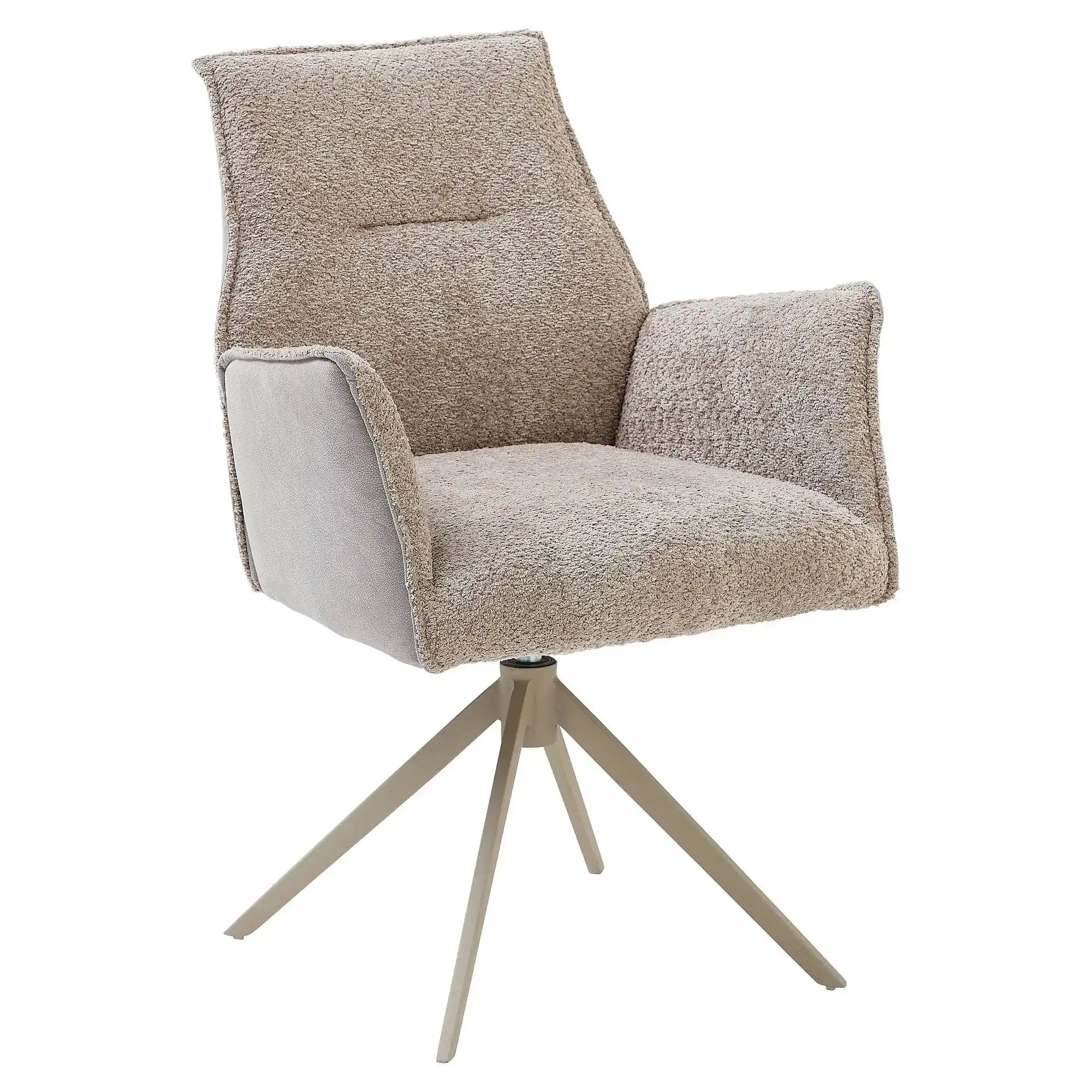Scaun KAYLA, grej/bej, stofa buclata/stofa clasica/metal, 58x63x88 cm