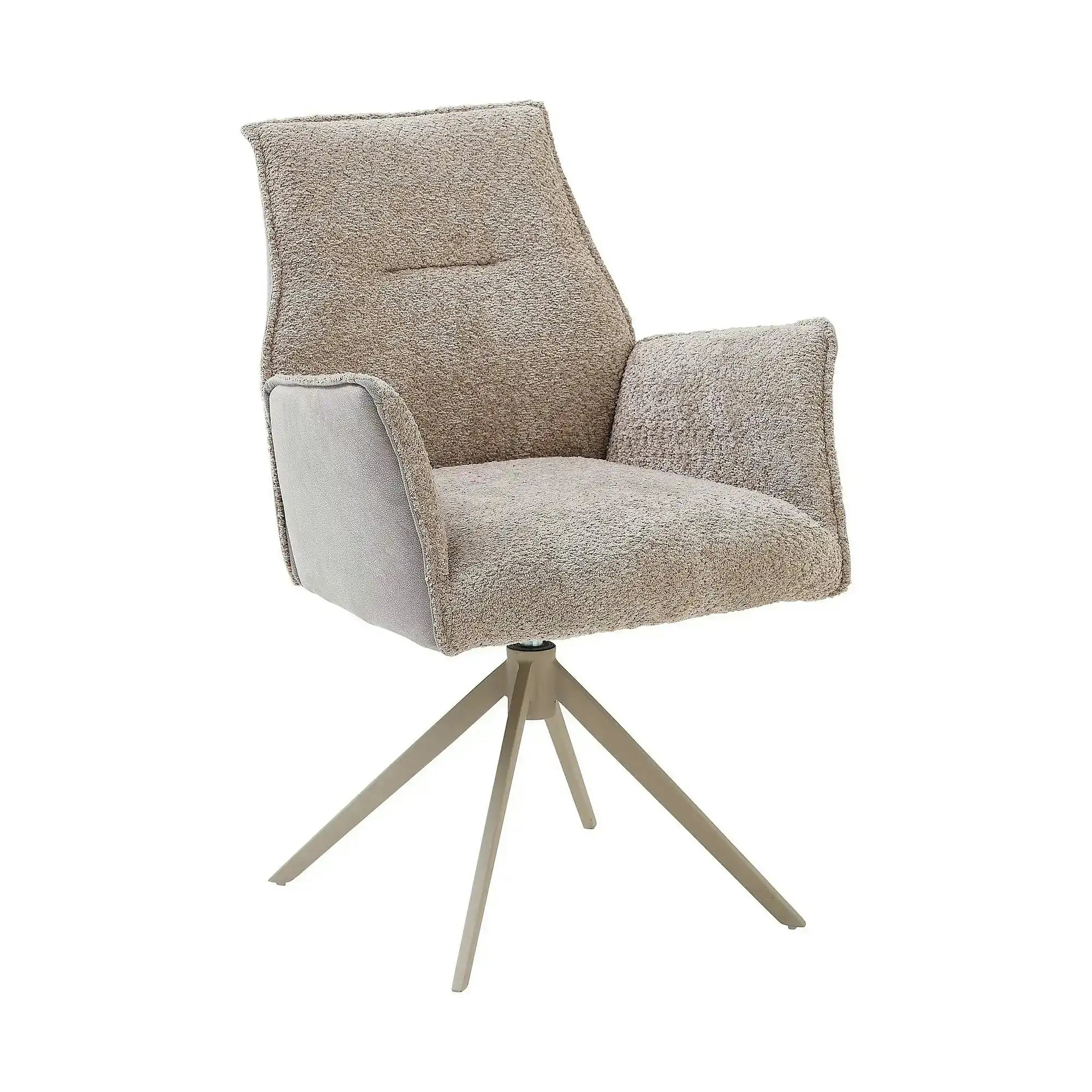 Scaun KAYLA, grej/bej, stofa buclata/stofa clasica/metal, 58x63x88 cm
