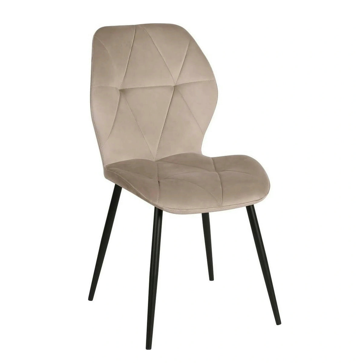 Scaun KEN, bej inchis/negru, stofa catifelata/metal, 47x55x87 cm