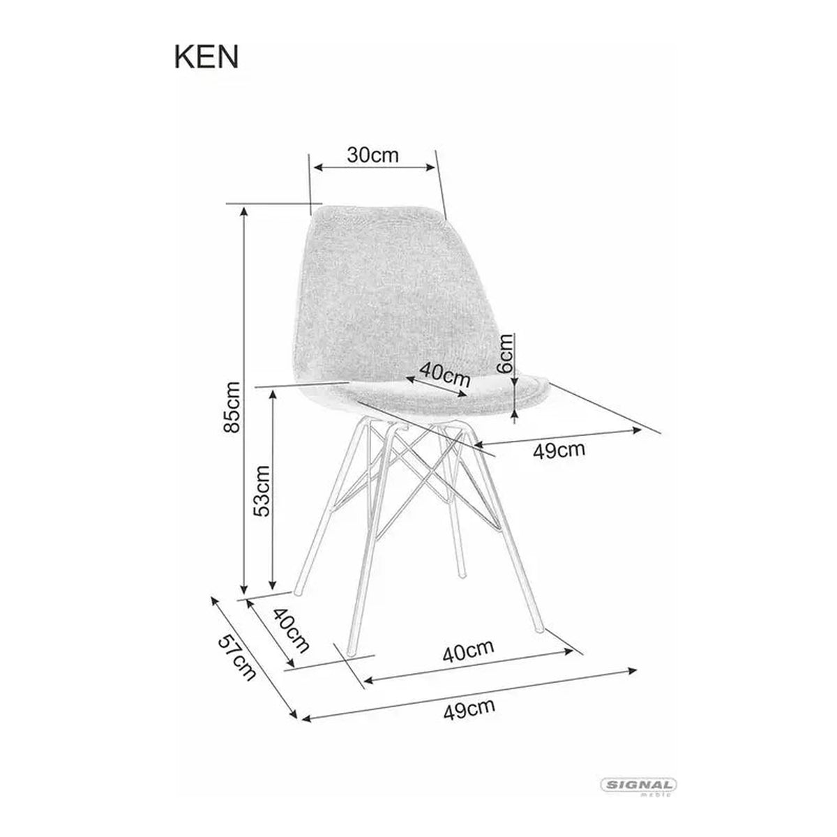 Scaun KEN, bej/negru, stofa clasica/metal, 49x40x85 cm
