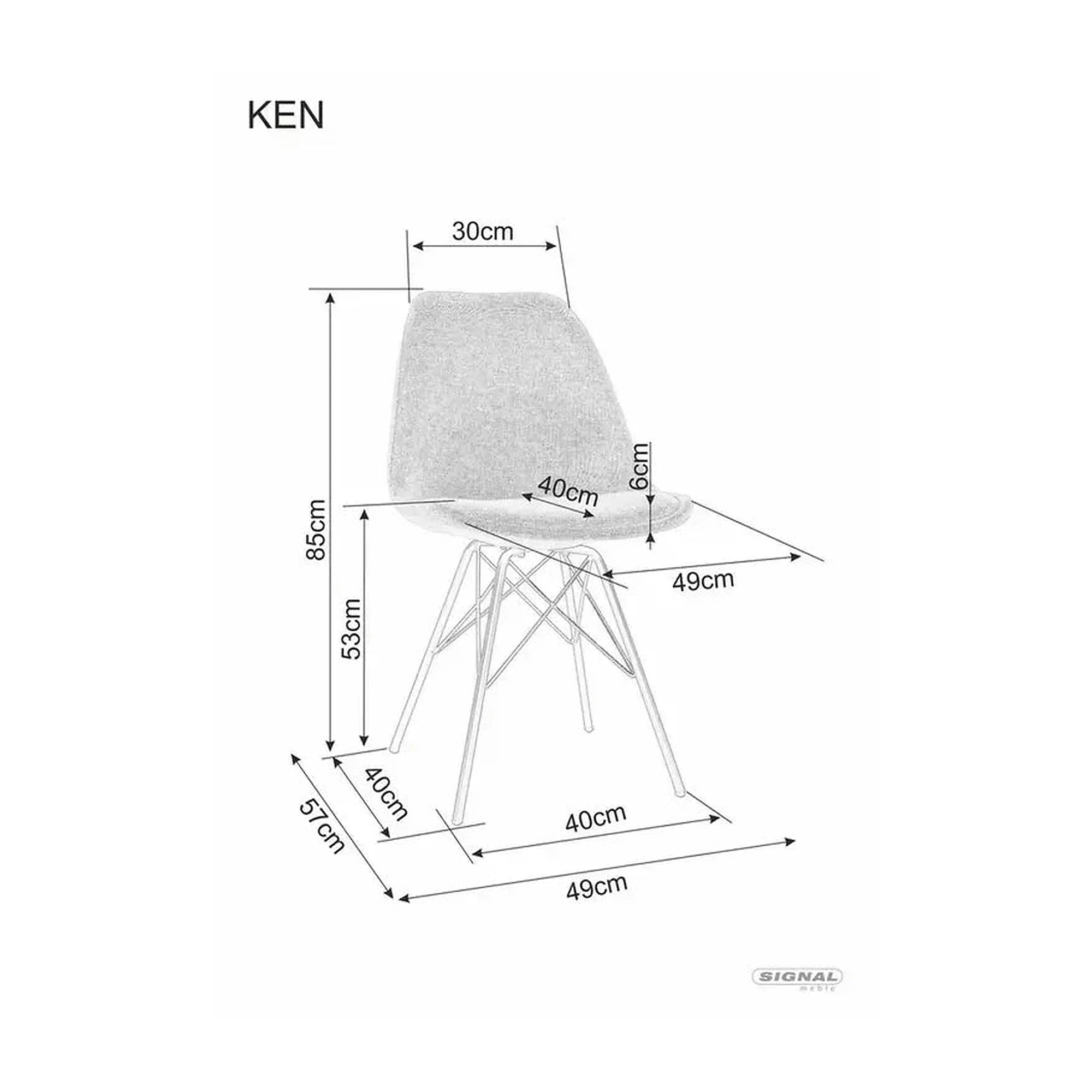 Scaun KEN, bej/negru, stofa clasica/metal, 49x40x85 cm