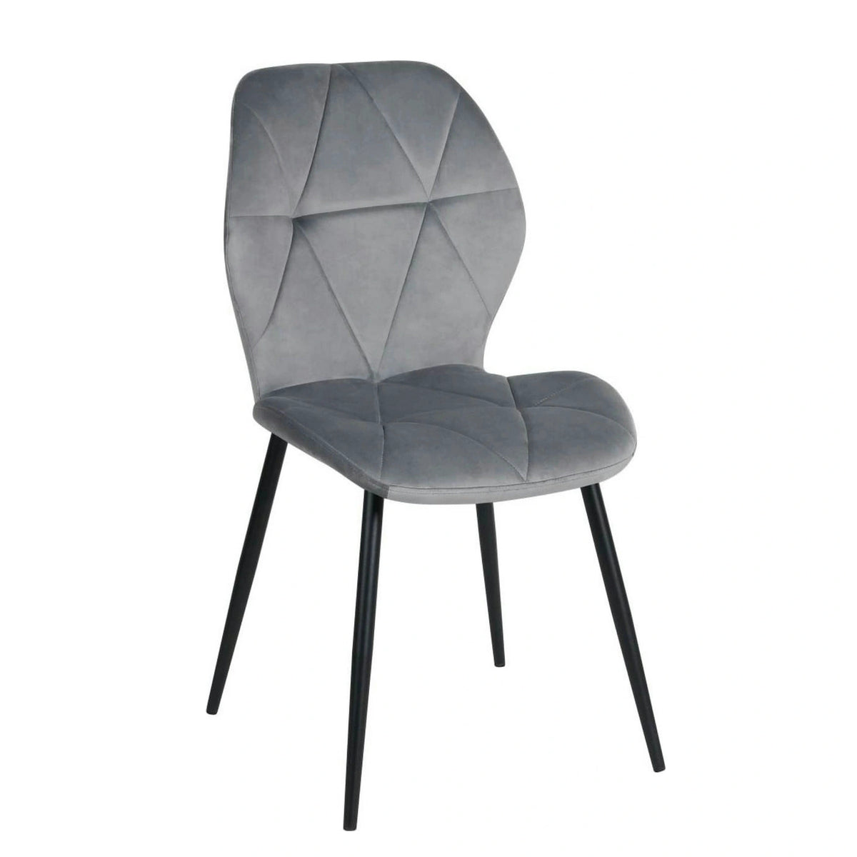 Scaun KEN, gri deschis/negru, stofa catifelata/metal, 47x55x87 cm