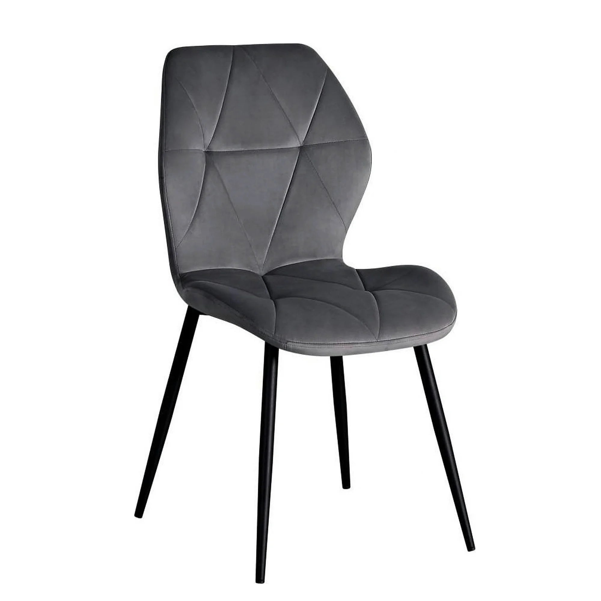 Scaun KEN, gri inchis/negru, stofa catifelata/metal, 47x55x87 cm