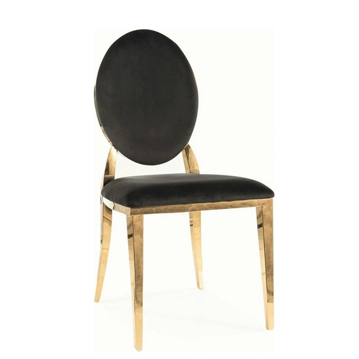 Scaun KING, negru/auriu, stofa catifelata/metal, 47x43x95 cm