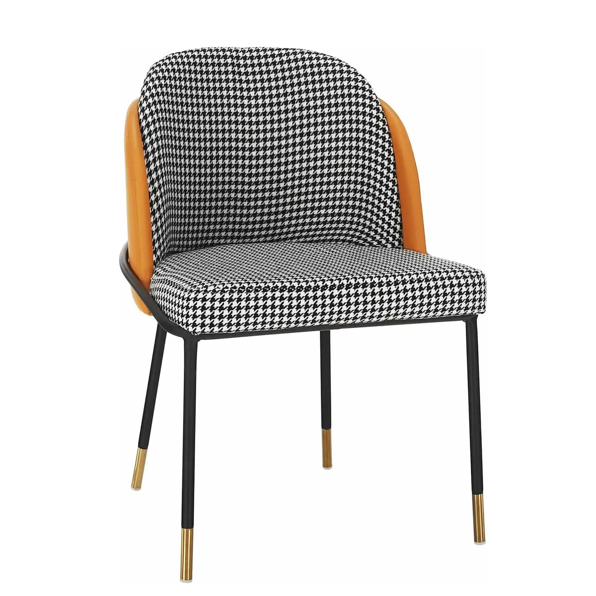 Scaun KIRNA, alb/negru/galben, stofa clasica/piele ecologica, 54x56x78 cm