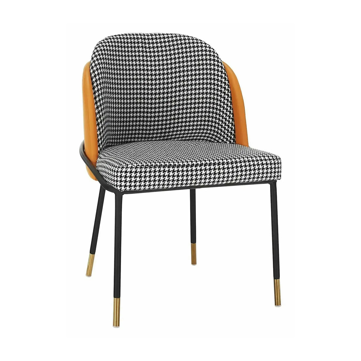 Scaun KIRNA, alb/negru/galben, stofa clasica/piele ecologica, 54x56x78 cm