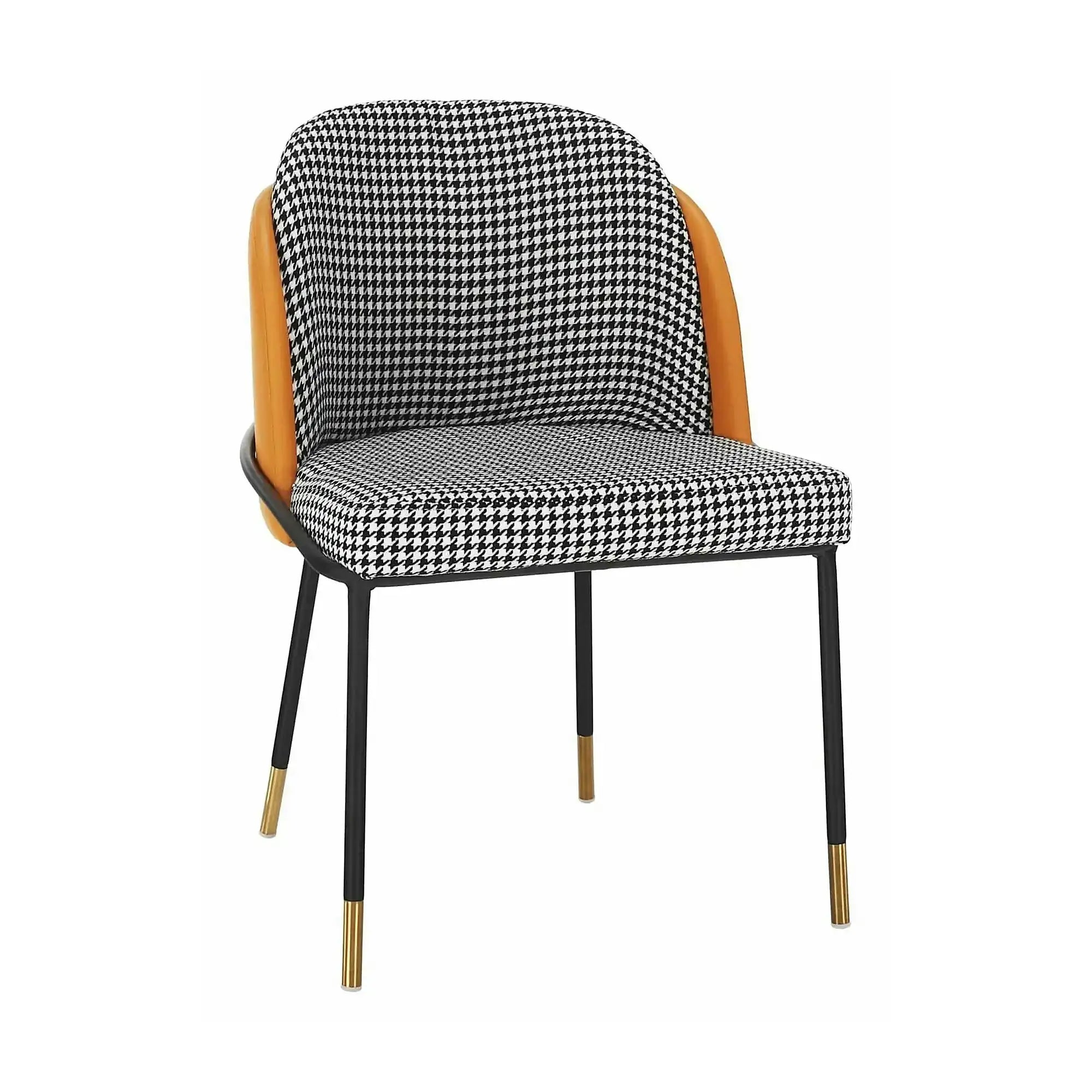 Scaun KIRNA, alb/negru/galben, stofa clasica/piele ecologica, 54x56x78 cm