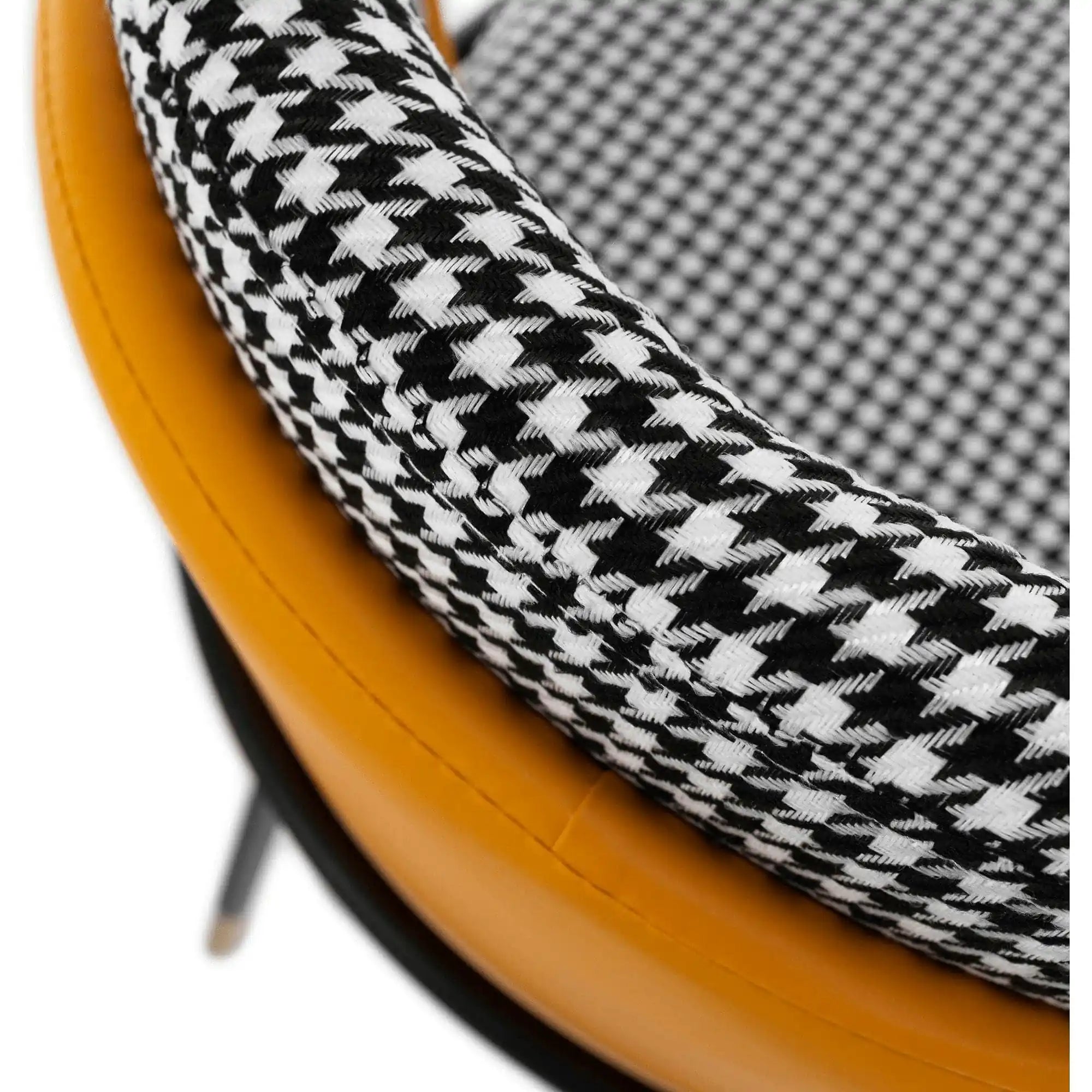 Scaun KIRNA, alb/negru/galben, stofa clasica/piele ecologica, 54x56x78 cm