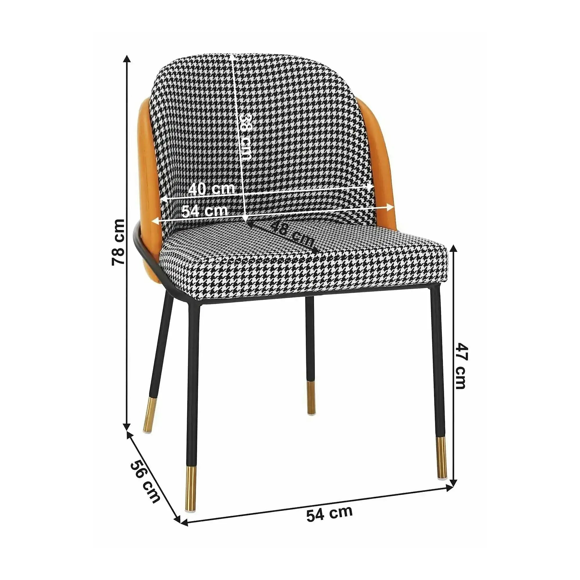 Scaun KIRNA, alb/negru/galben, stofa clasica/piele ecologica, 54x56x78 cm