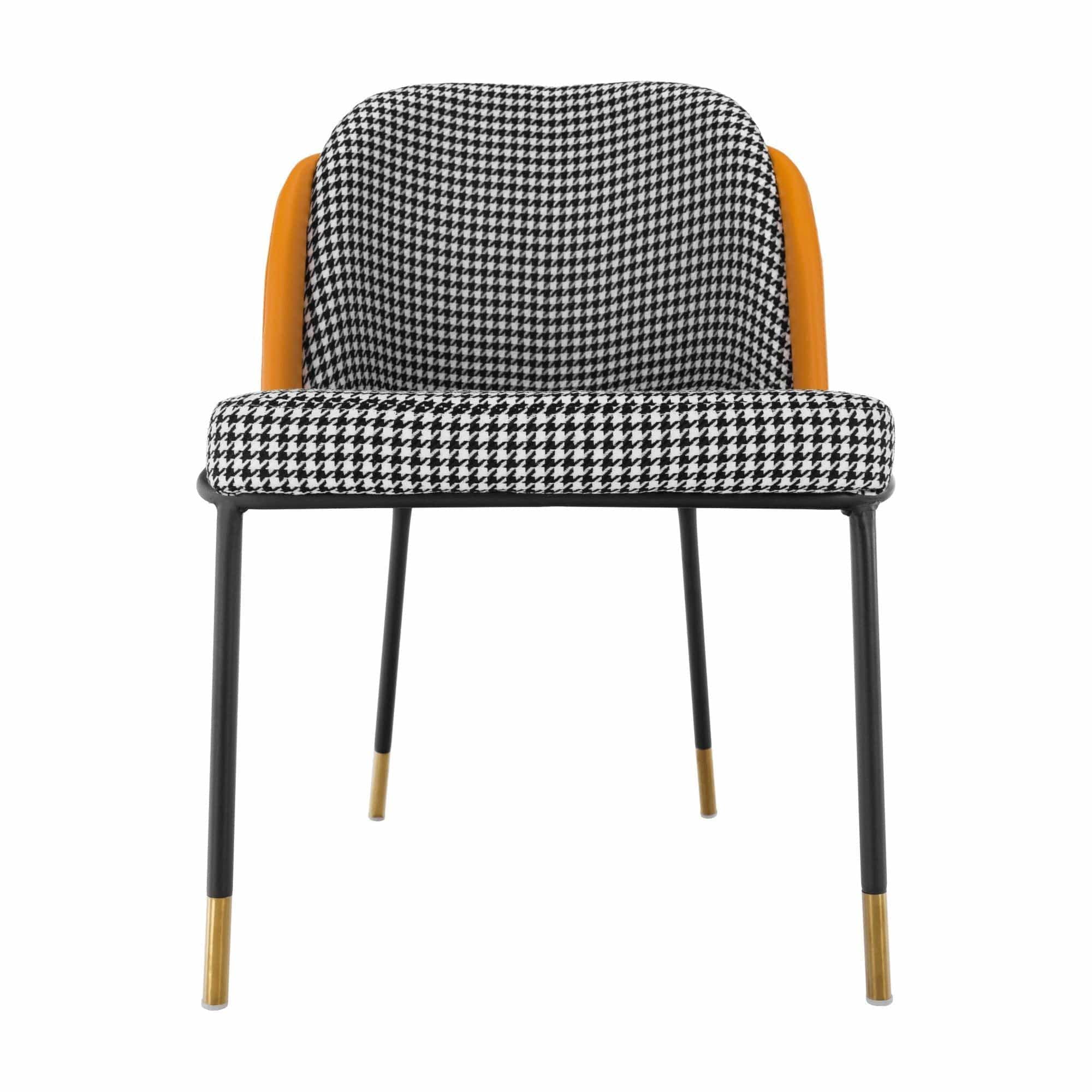 Scaun KIRNA, alb/negru/galben, stofa clasica/piele ecologica, 54x56x78 cm