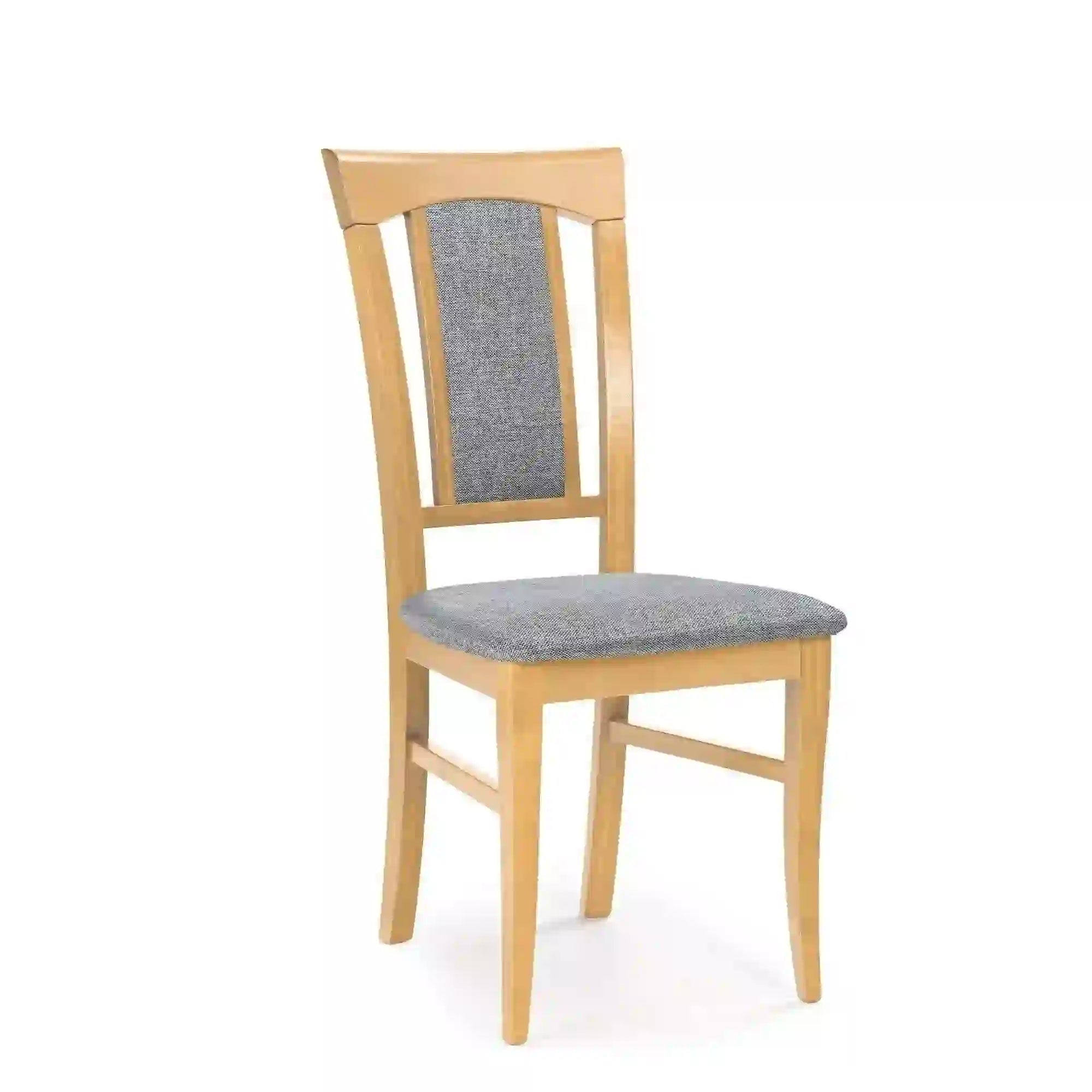 Scaun Konrad, gri/stejar honey, stofa clasica/lemn de fag, 46x57x96 cm