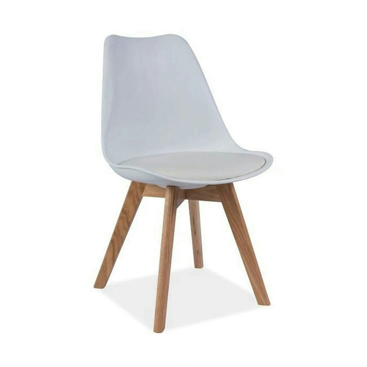 Scaun KRIS, alb/stejar, polipropilena/piele ecologica/lemn, 49x43x83 cm