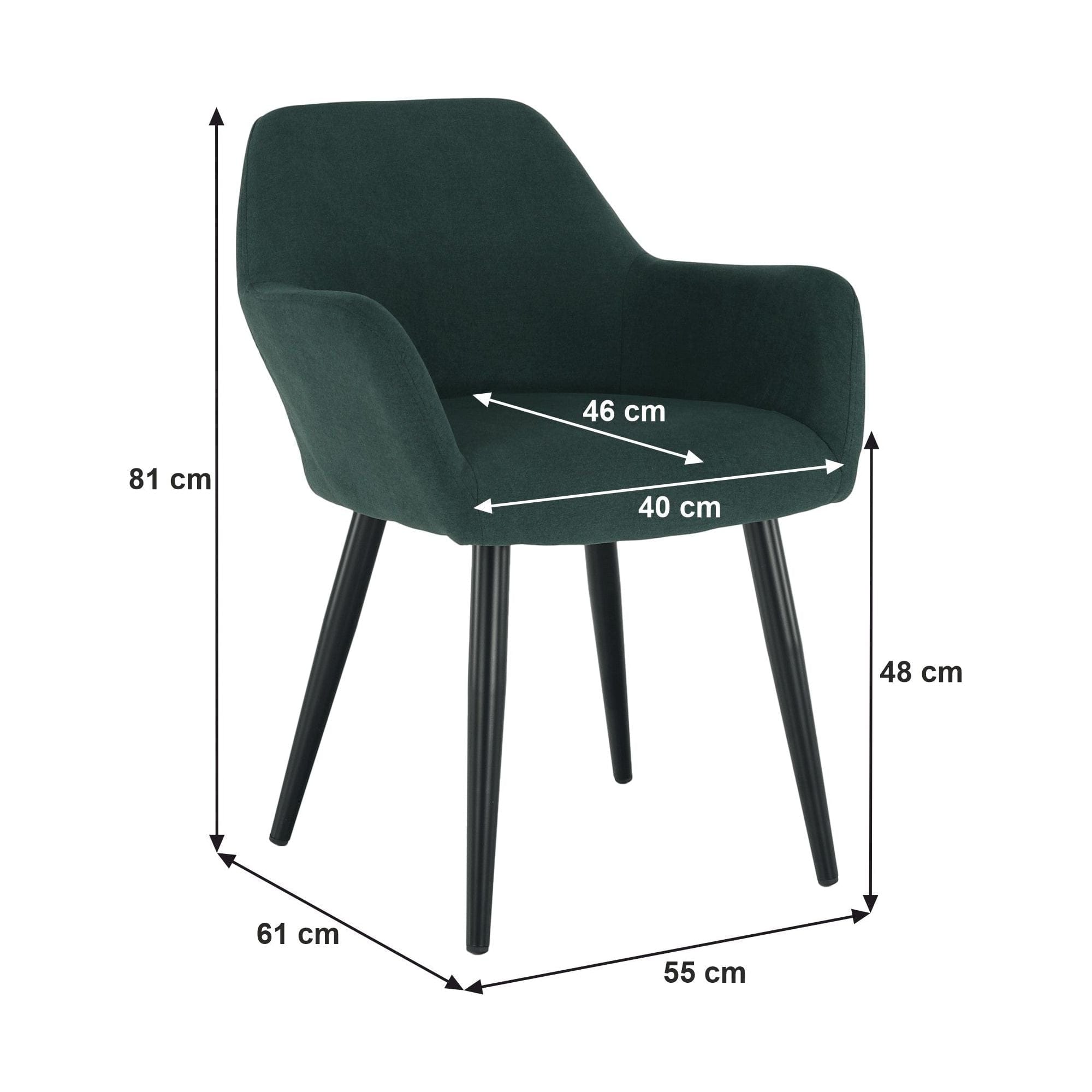 Scaun LACEY, verde/negru, stofa clasica/metal, 55x61x81 cm