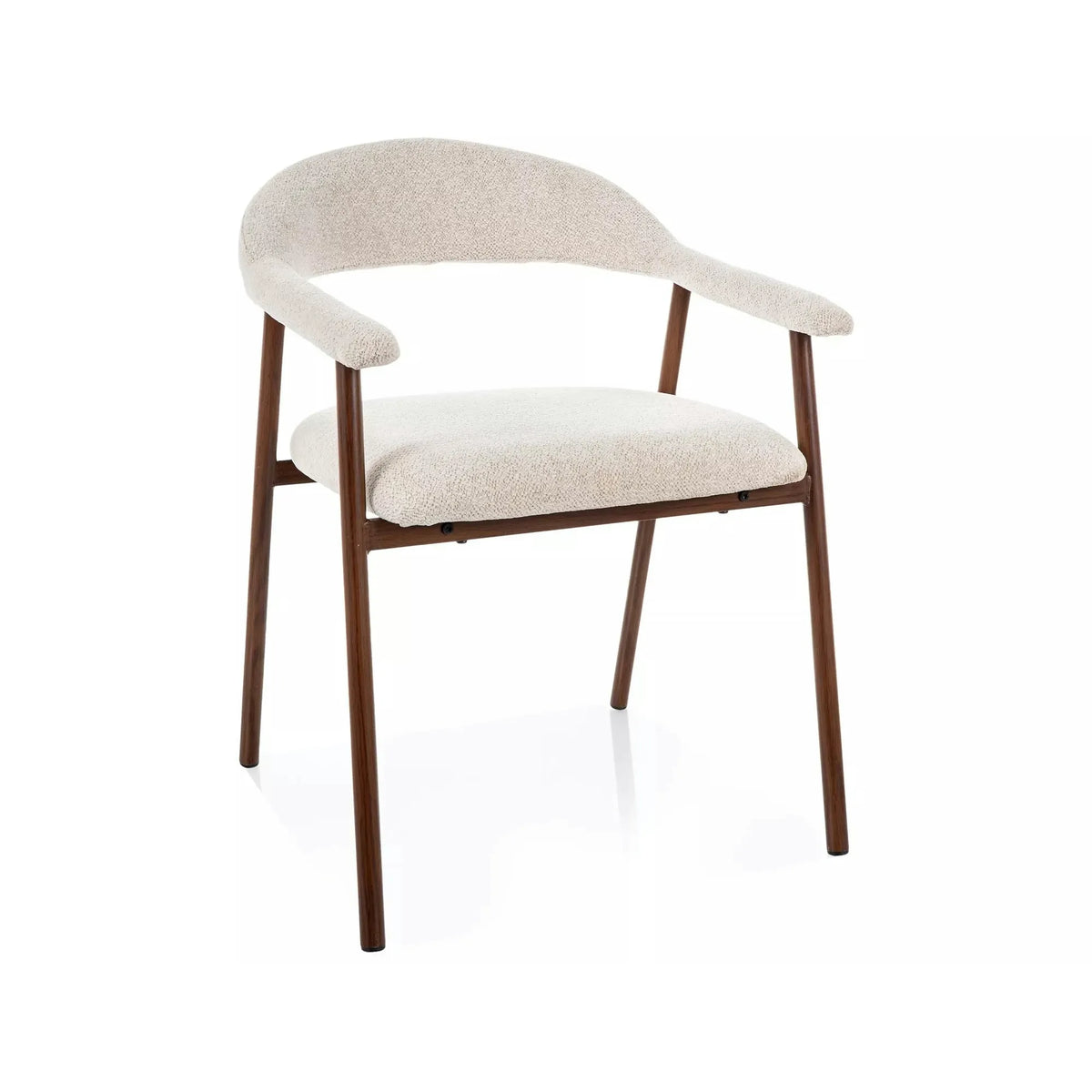 Scaun LAGOS D, bej deschis/nuc, stofă/metal, 57x47x76 cm