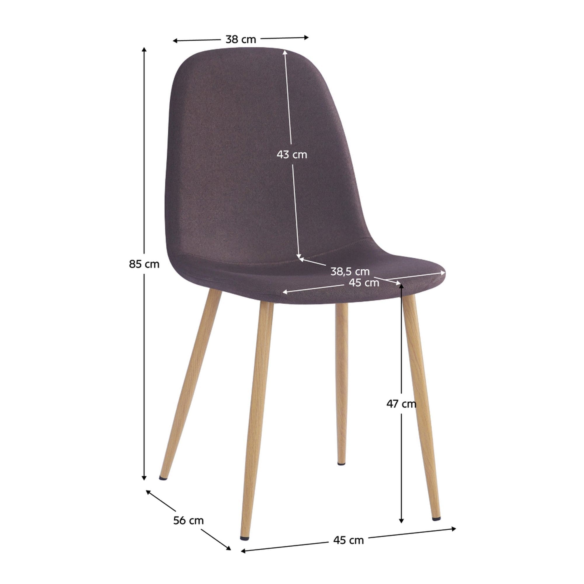 Scaun LEGA NEW, maro/fag, stofa/metal, 45x56x85 cm