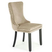 Scaun lemn masiv tapitat ALDA, bej/negru, stofa catifelata/lemn, 50x62x95 cm