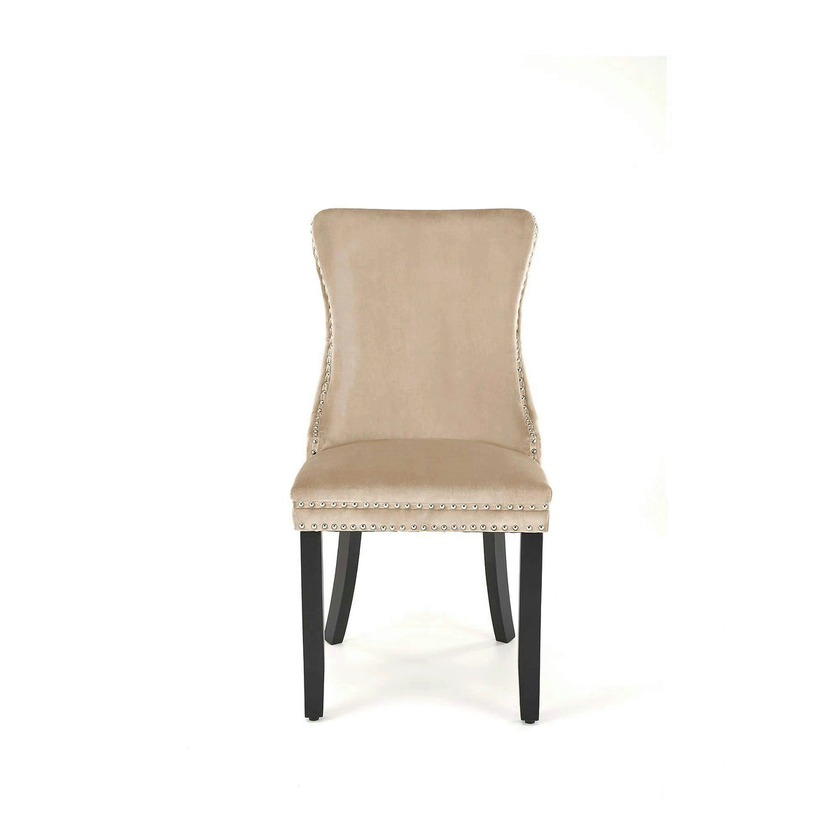 Scaun lemn masiv tapitat ALDA, bej/negru, stofa catifelata/lemn, 50x62x95 cm