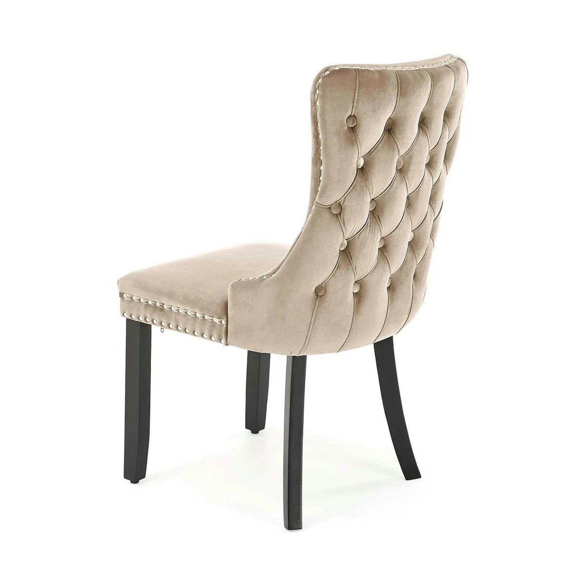 Scaun lemn masiv tapitat ALDA, bej/negru, stofa catifelata/lemn, 50x62x95 cm