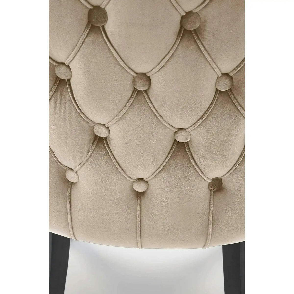 Scaun lemn masiv tapitat ALDA, bej/negru, stofa catifelata/lemn, 50x62x95 cm