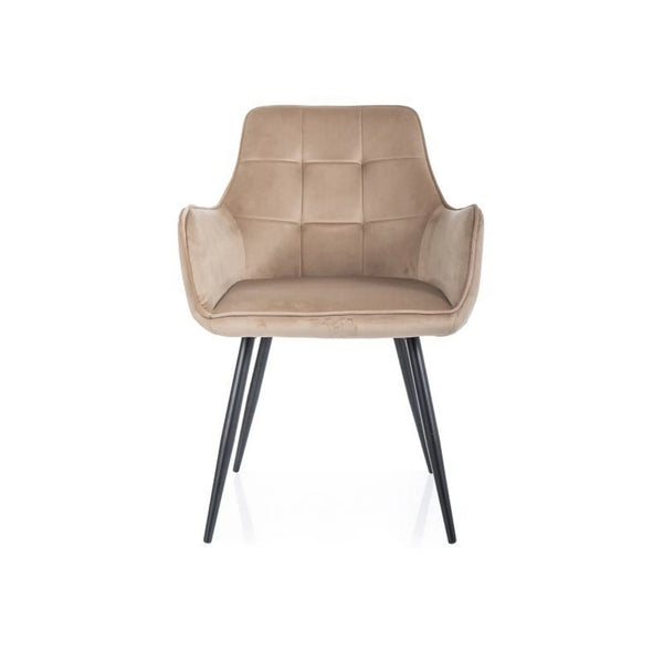 Scaun LEMON, bej/negru, stofa catifelata/metal, 57x47x85 cm