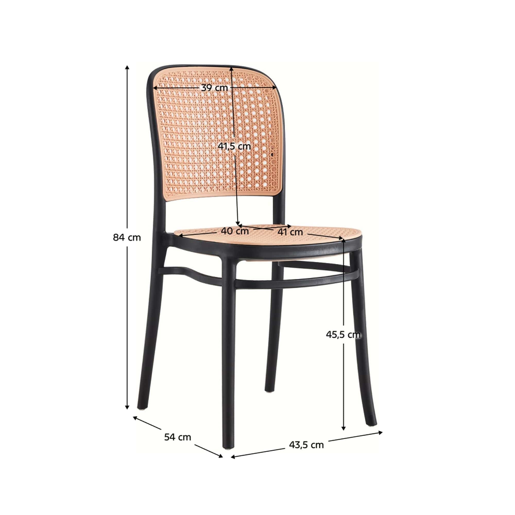 Scaun LENITA, bej/negru, plastic, 44x54x84 cm