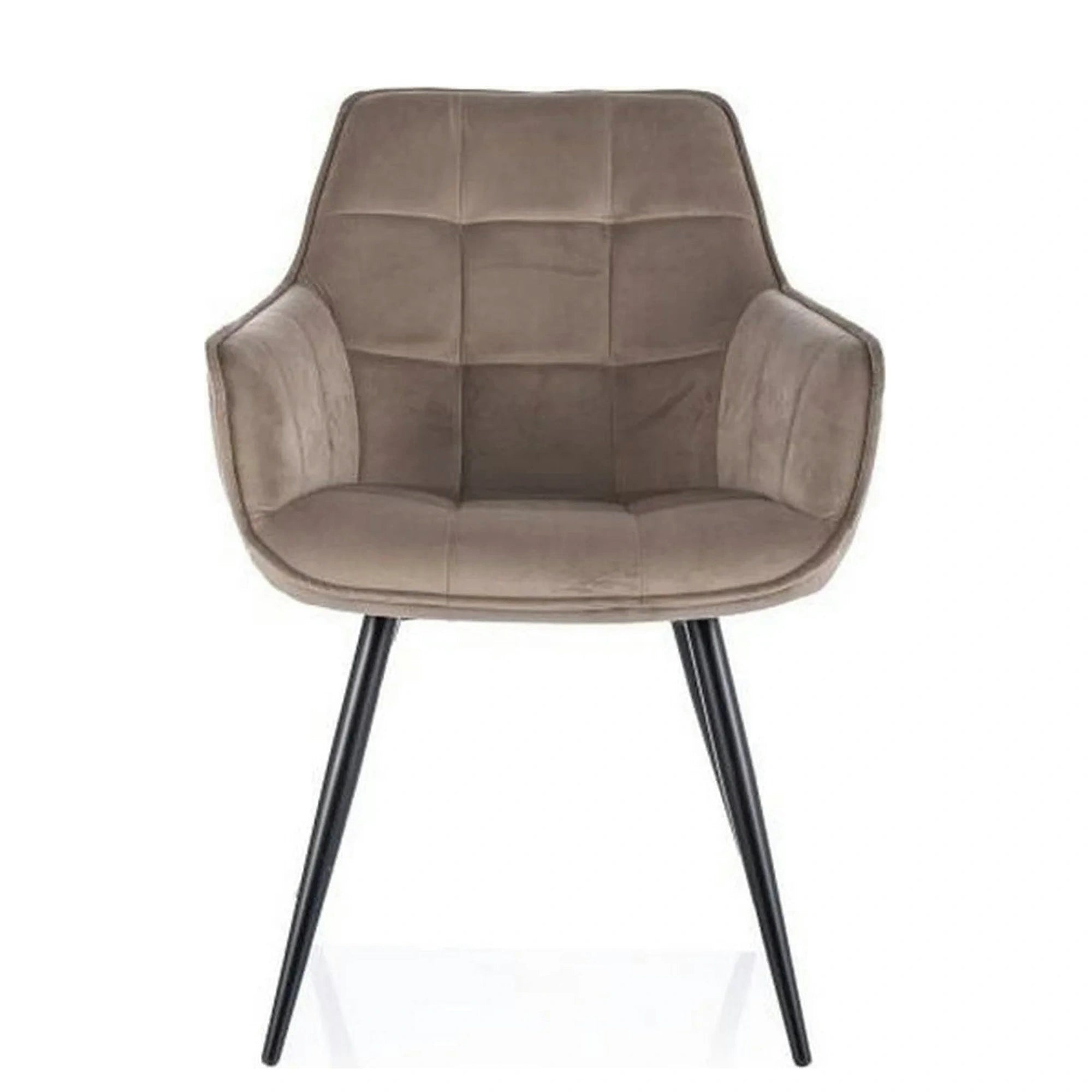 Scaun LILIA, bej inchis/negru, stofa catifelata/metal, 59x45x90 cm