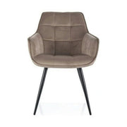Scaun LILIA, bej inchis/negru, stofa catifelata/metal, 59x45x90 cm
