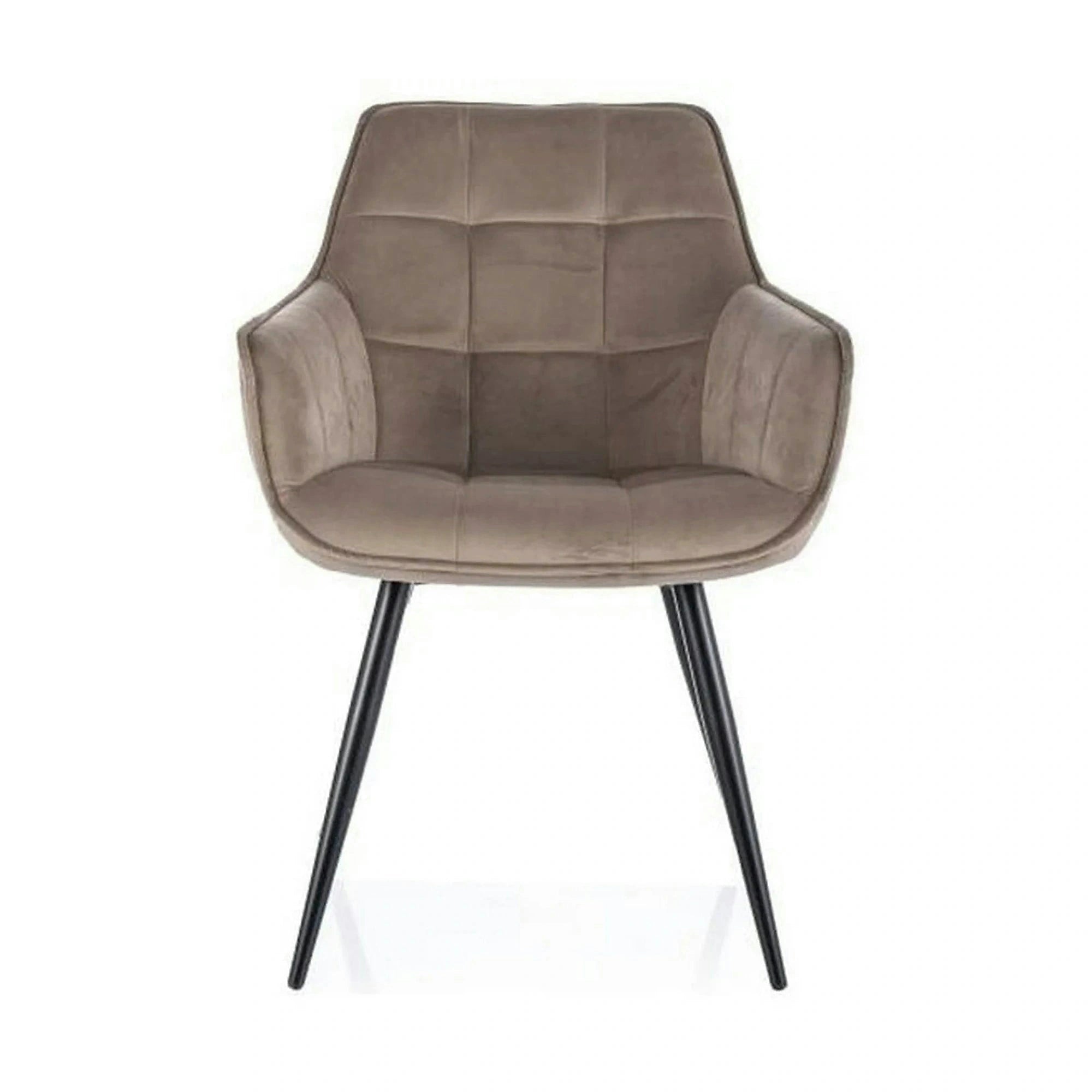 Scaun LILIA, bej inchis/negru, stofa catifelata/metal, 59x45x90 cm