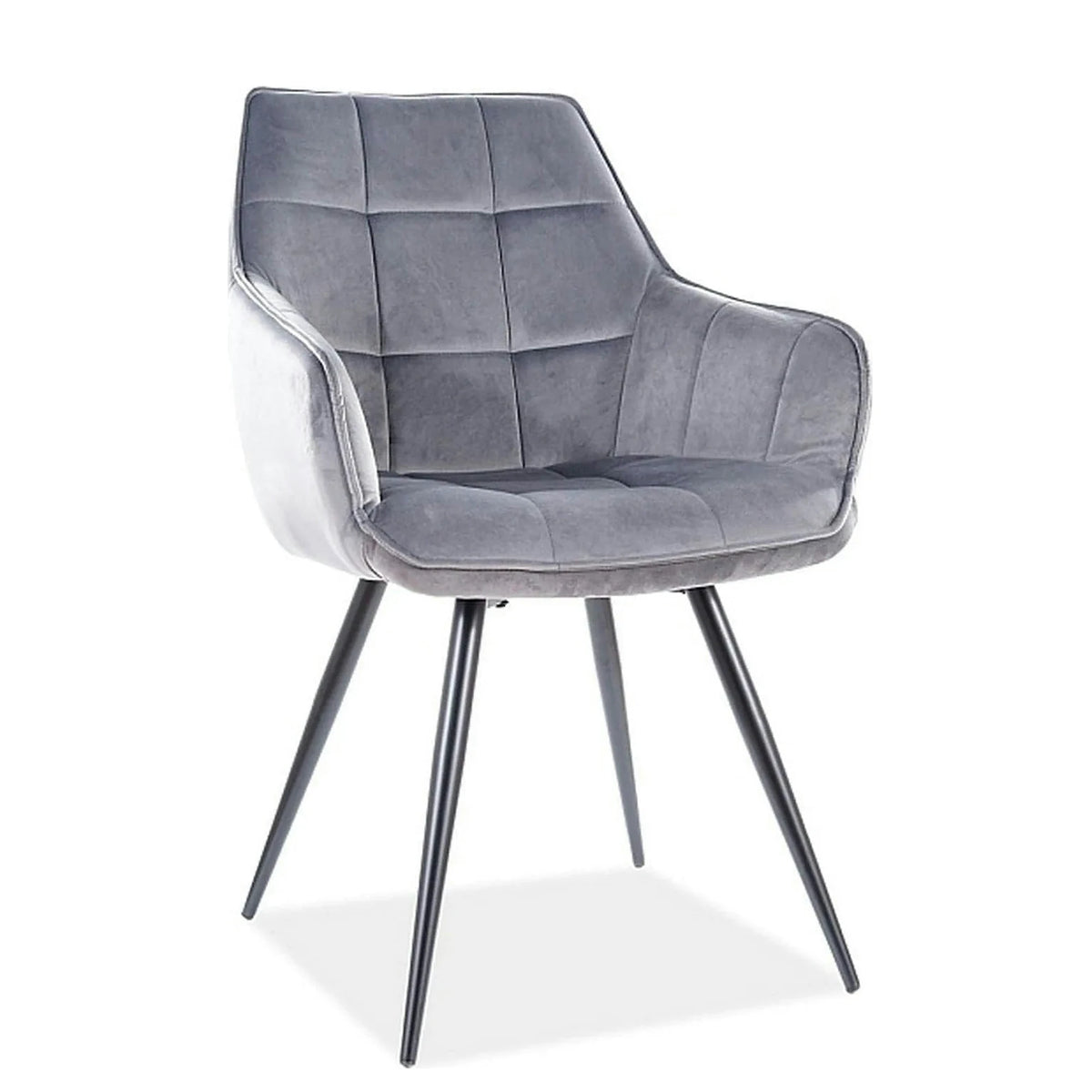 Scaun Lilia, gri/negru, stofa catifelata/metal, 59x45x90 cm