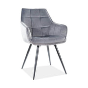 Scaun Lilia, gri/negru, stofa catifelata/metal, 59x45x90 cm