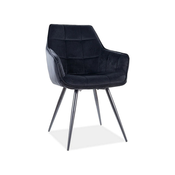 Scaun Lilia, negru, stofa catifelata/metal, 59x45x90 cm