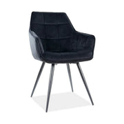 Scaun Lilia, negru, stofa catifelata/metal, 59x45x90 cm