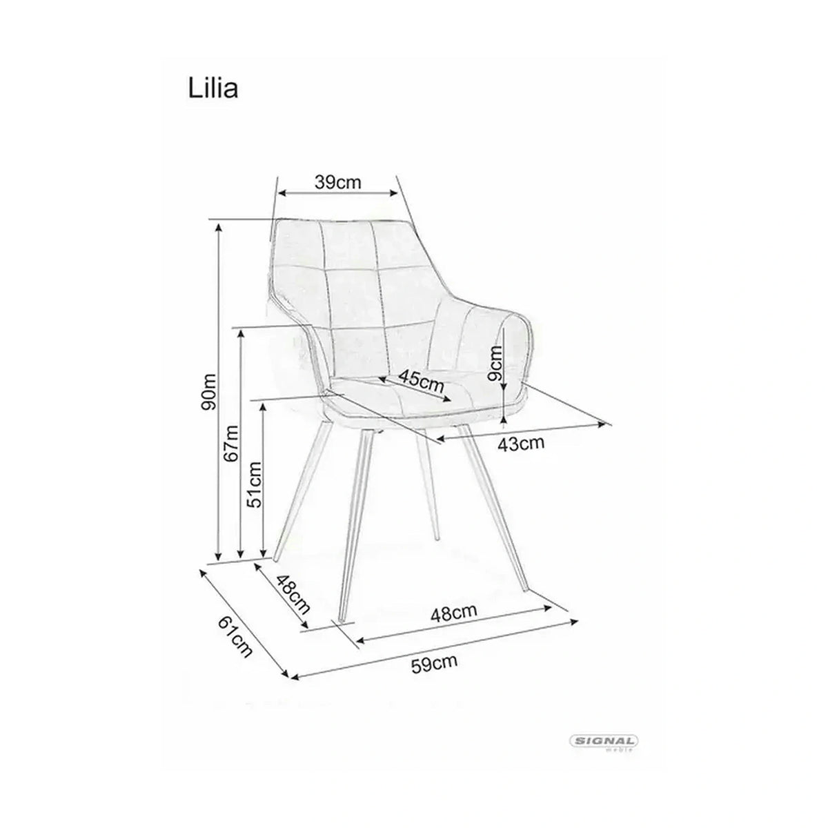 Scaun Lilia, negru, stofa catifelata/metal, 59x45x90 cm