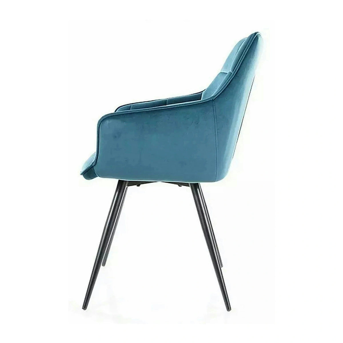 Scaun Lilia, turcoaz/negru, stofa catifelata/metal, 59x45x90 cm
