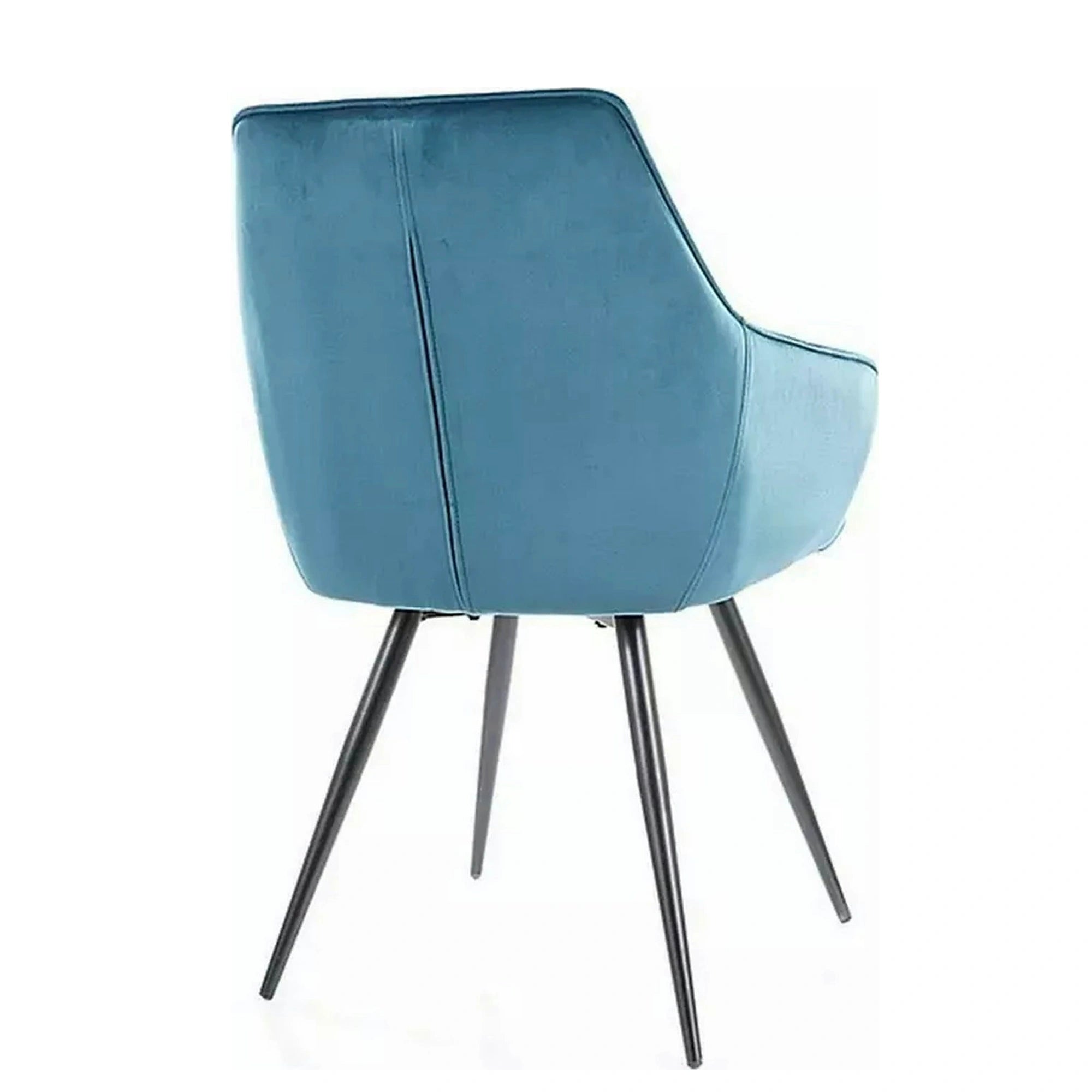 Scaun Lilia, turcoaz/negru, stofa catifelata/metal, 59x45x90 cm