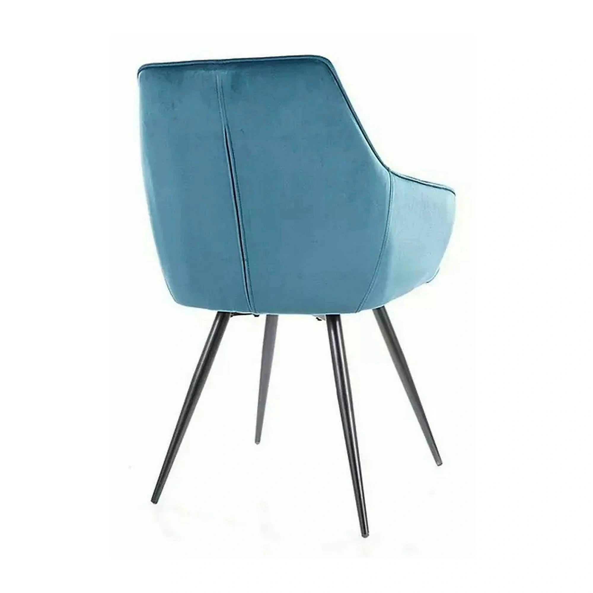 Scaun Lilia, turcoaz/negru, stofa catifelata/metal, 59x45x90 cm