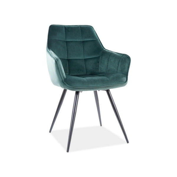 Scaun Lilia, verde/negru, stofa catifelata/metal, 59x45x90 cm