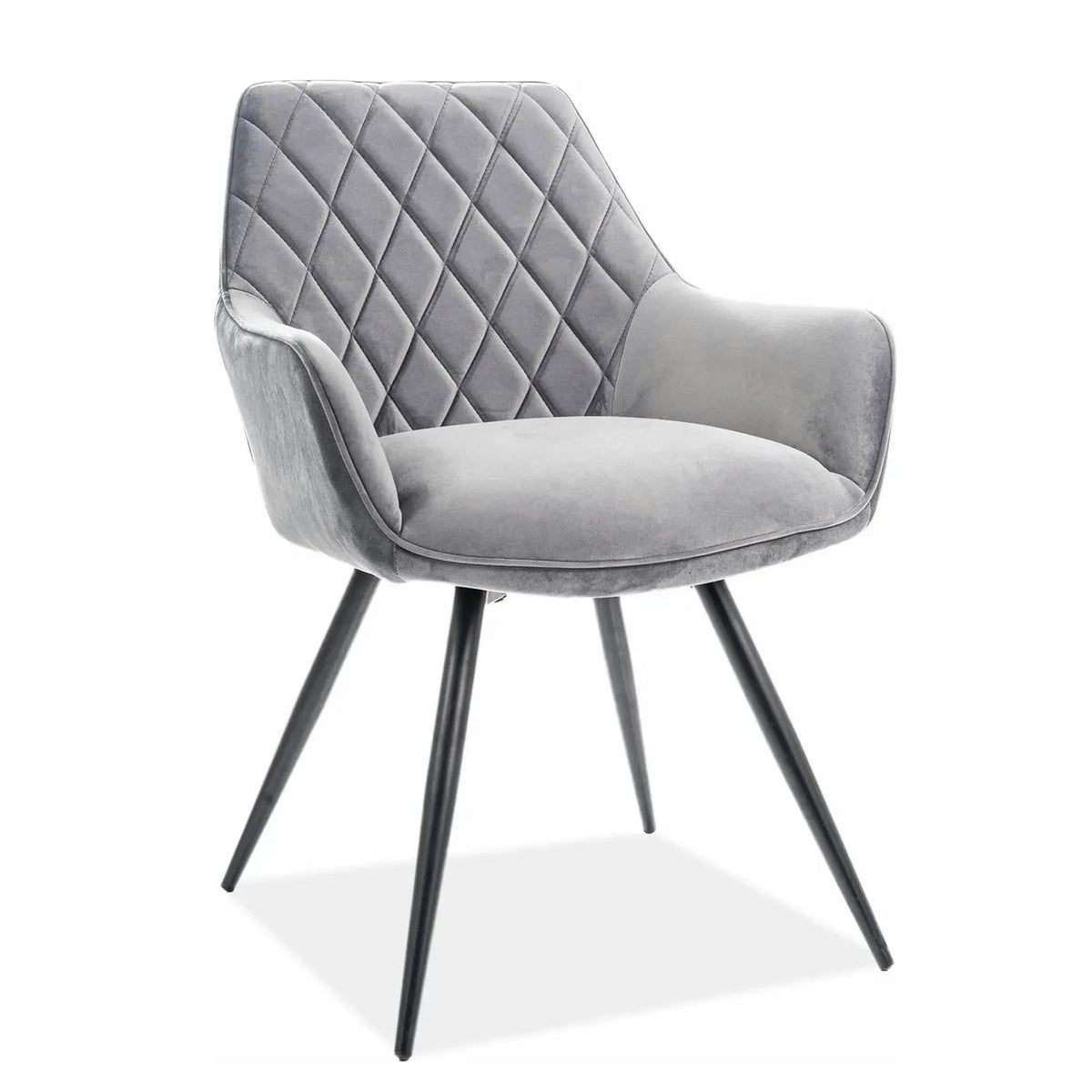 Scaun LINEA, gri/negru, stofa catifelata/metal, 43x43x82 cm