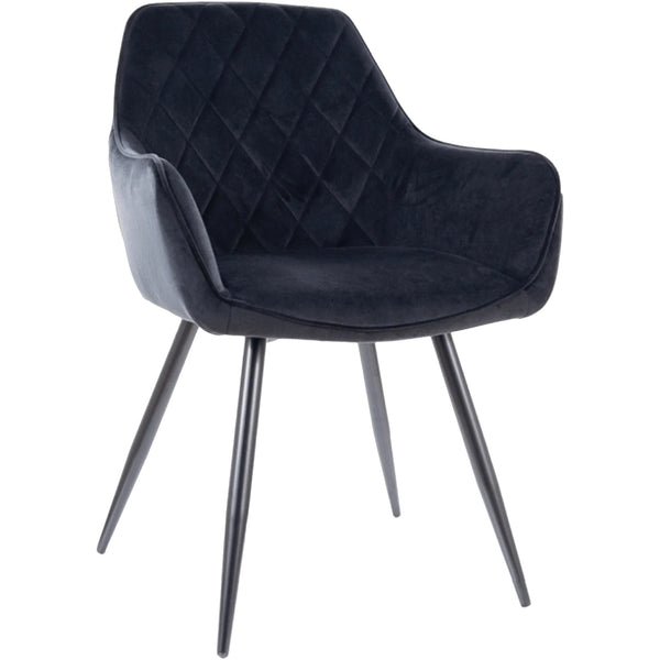 Scaun LINEA, negru, stofa catifelata/metal, 43x43x82 cm