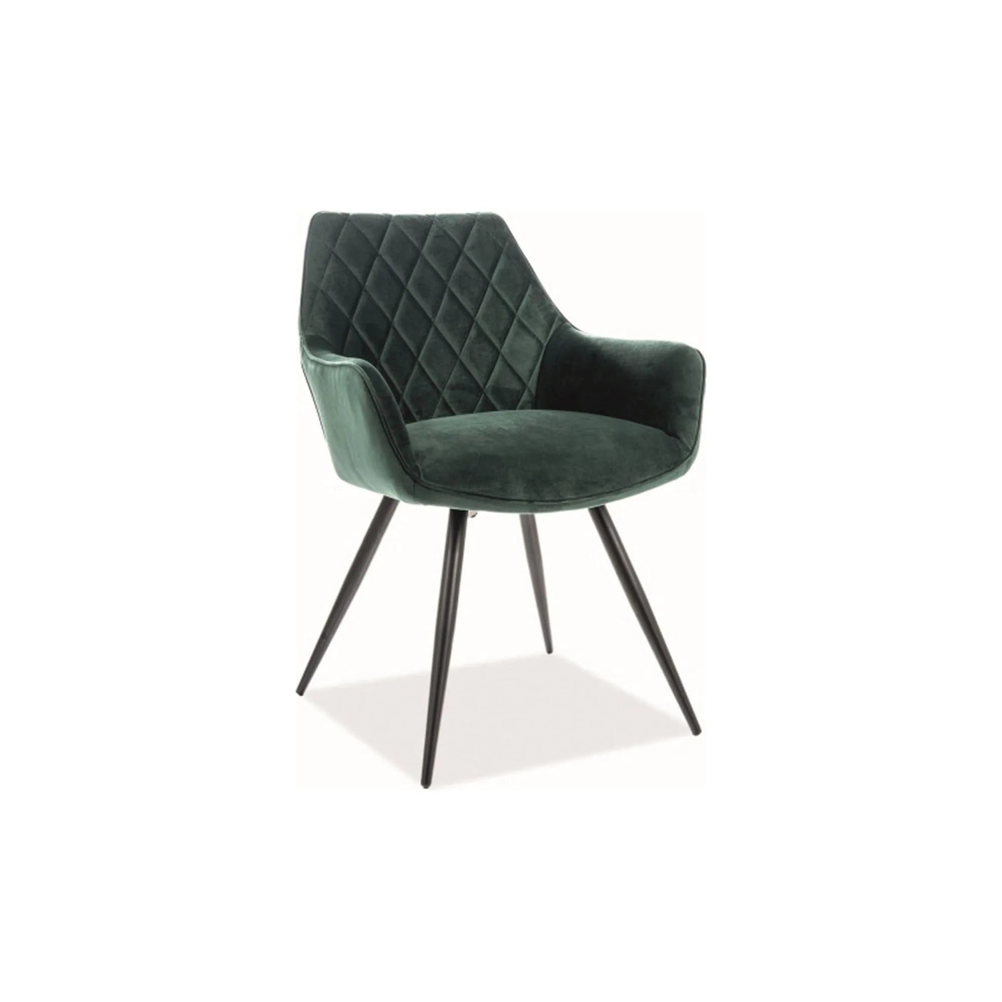 Scaun LINEA, verde/negru, stofa catifelata/metal, 43x43x82 cm