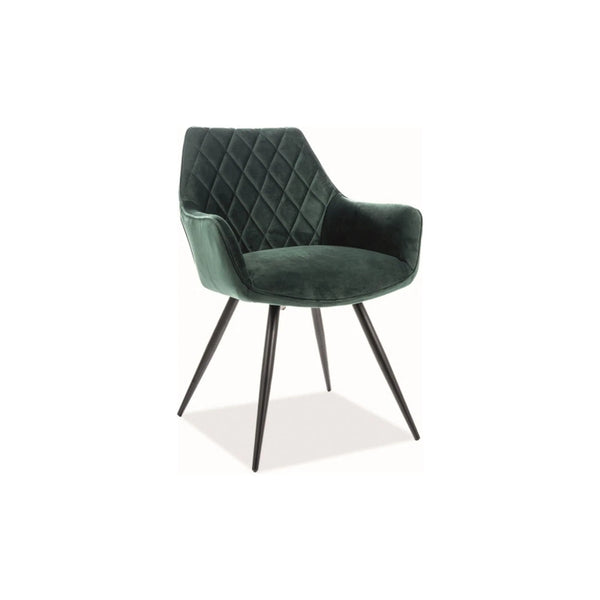 Scaun LINEA, verde/negru, stofa catifelata/metal, 43x43x82 cm
