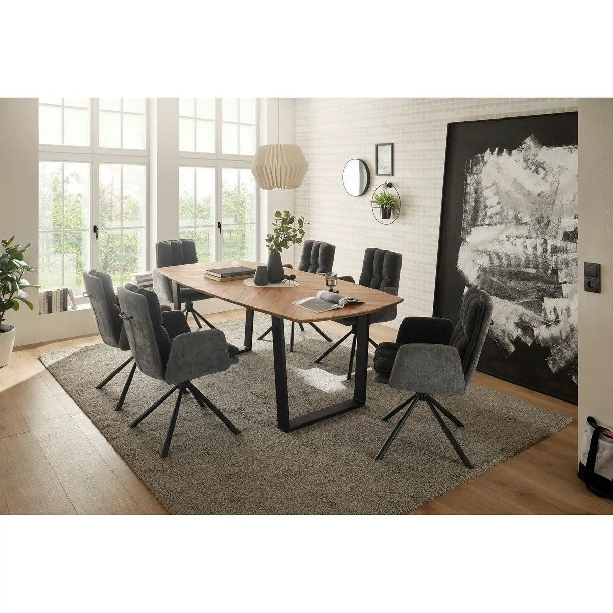 Scaun LIVIA, gri inchis/negru, stofa clasica/metal, 60x67x90 cm
