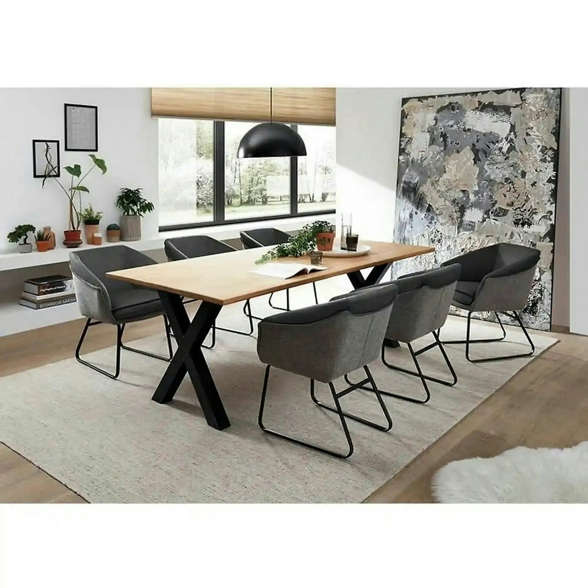 Scaun living ABBEY, gri/negru, poliester/metal, 61x59x78 cm