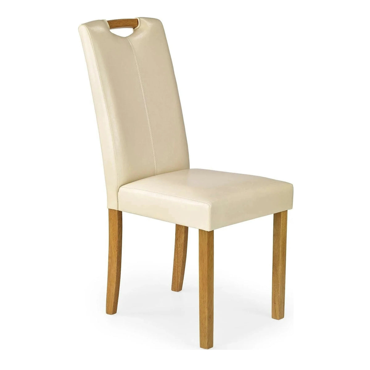 Scaun living Caro, crem/fag, piele ecologica/lemn de cauciuc, 42x58x96 cm