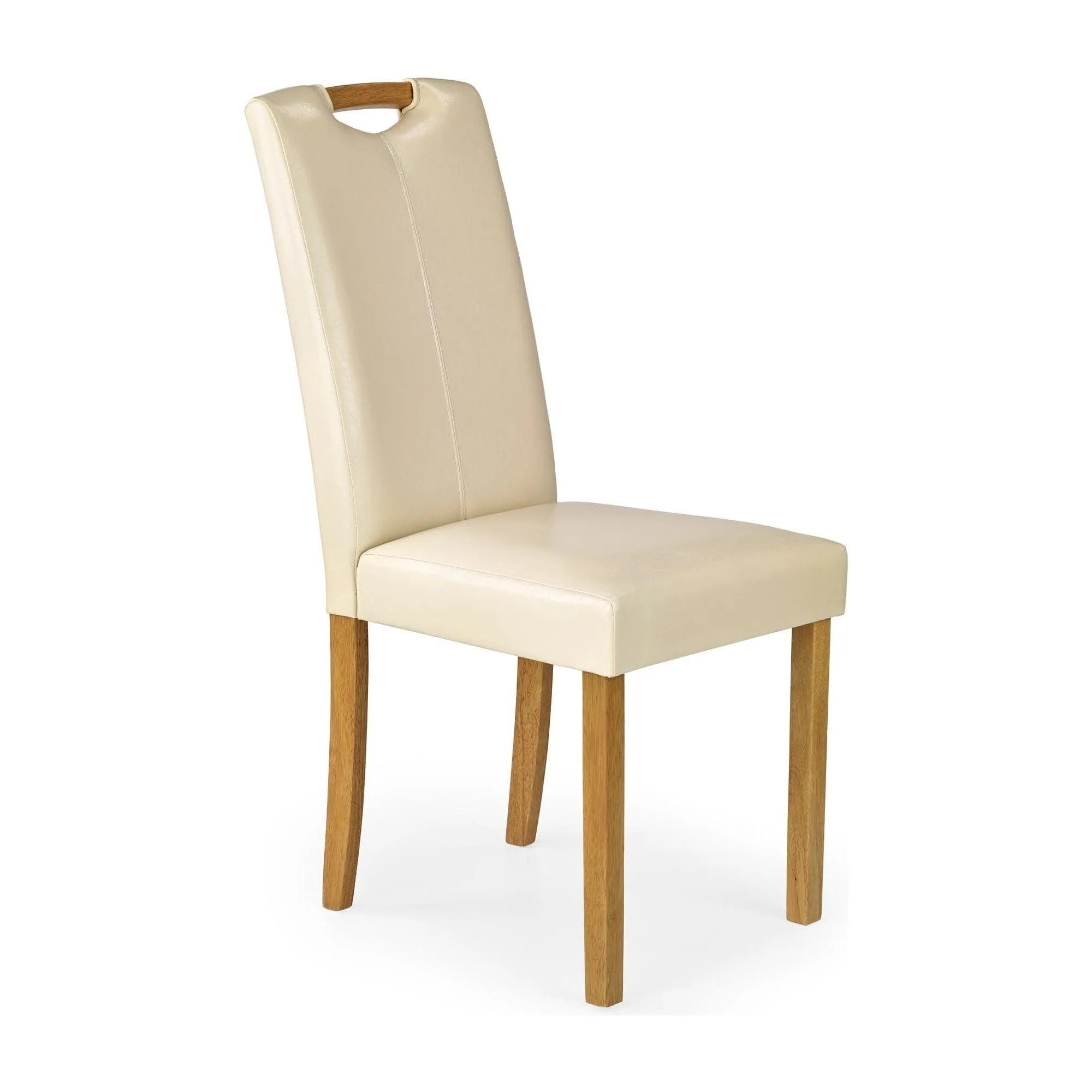 Scaun living Caro, crem/fag, piele ecologica/lemn de cauciuc, 42x58x96 cm