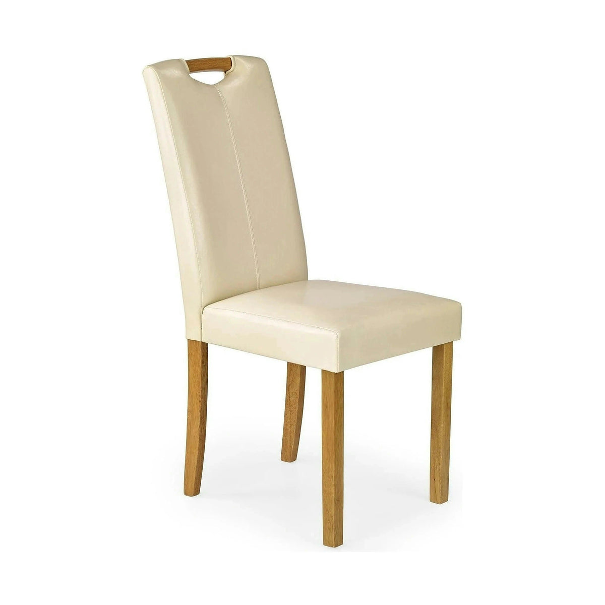 Scaun living Caro, crem/fag, piele ecologica/lemn de cauciuc, 42x58x96 cm